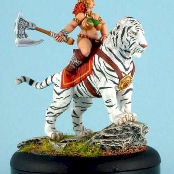 Libby the Barbarian Queen on her Sabretooth Tiger by War Griffon