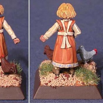 Farm Girl with chickens by rogcollectibles