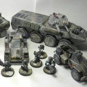 Grymn Heavy Infantry Squad and Vehicles by Brandlin