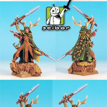 Warhammer WE Wood Elves Lord with Two Hand Weapons by Scibor