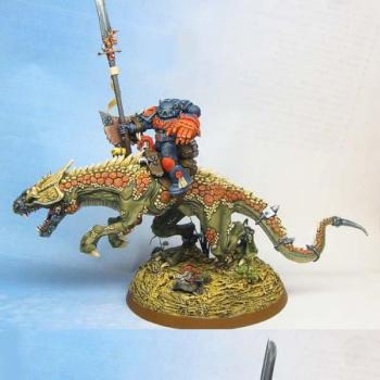 Crimson Fist marine on Carnosaur by Trevor