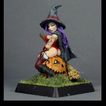 Witch on Pumpkin by blue moon miniatures by bluemoonminiatures