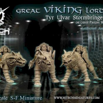 Viking Lord on Giant Wolf by hitechminiatures