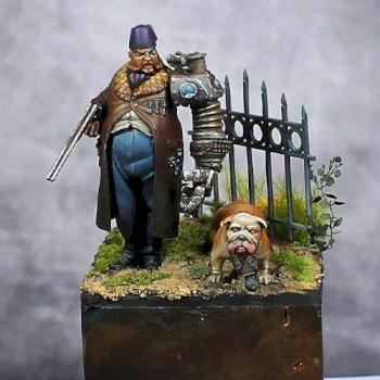 Major Dreadful and Archie, his trusted bulldog Front view by Kraan