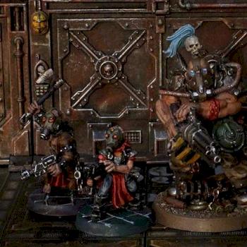 Necromunda Ogyrn with Gang members by WorkingStiff