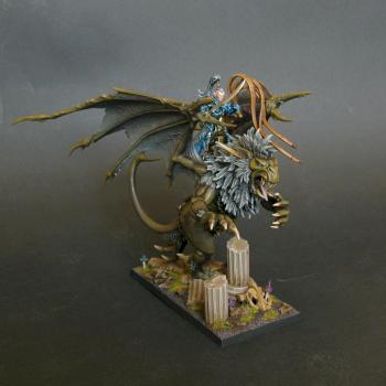 Dark Elves Dreadlord on Manticore by siny lemur