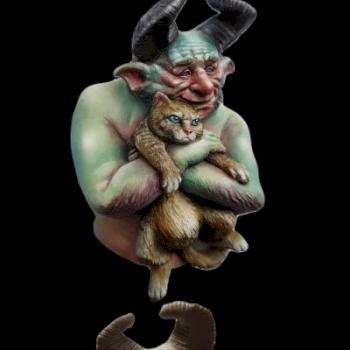 Blissful Demon with a cat (sculpted and painted) by Carlo.B.