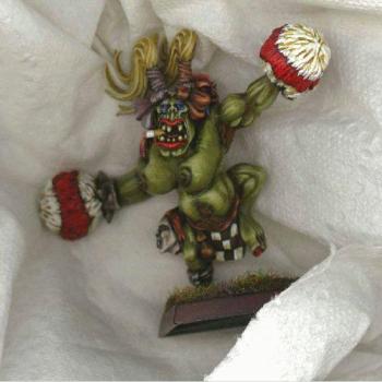 Orc Cheerleader from the front (a haunting sight that will turn your hair grey!) by Squiggoth