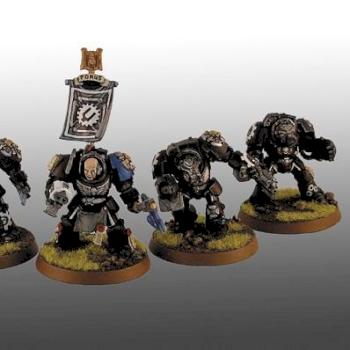 Iron Hands Librarian in Terminator Armor with Command Squad by Braveheart712