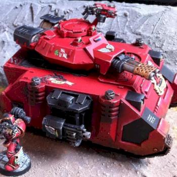 Blood Angels Predator + tactical Space Marine by Karrandras