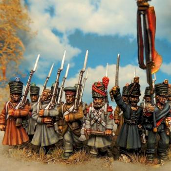 28 mm Napoleonic french infantry in campaign dress by Thau