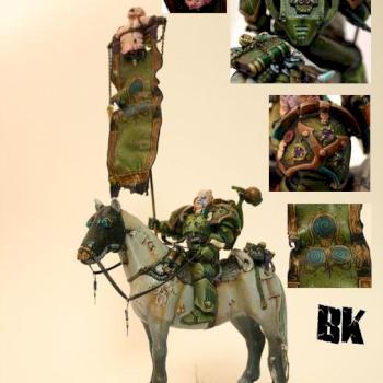 nurgle space marine on horse by white rabbit