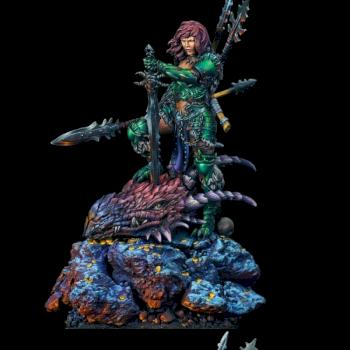 Emerald & Ruby, Dragon Huntress- Black Sun Miniatures by Mihausz