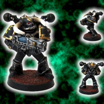 Black Legion Marine with Plasma Gun by cardinal vengen