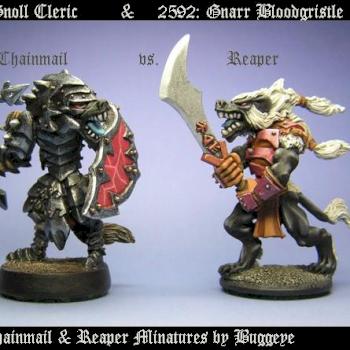 Naresh Gnoll Cleric & 2592: Gnarr Bloodgristle by Buggeye