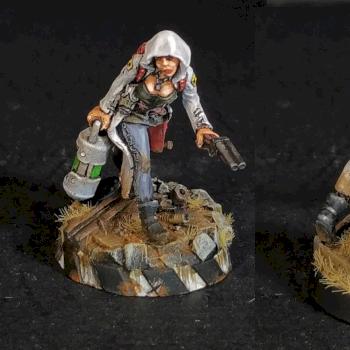 Looter with stolen test-tube for Gang of Wastelanders Afterglow Miniature Game. by Arekarkadiusz