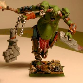 Chaos Nurgle Giant with 3 heads by Anghelescu