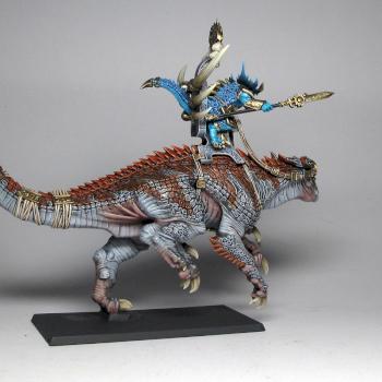 Seraphon Lizardmen Saurus Oldblood on Carnosaur 6 by Tigershark Infinite