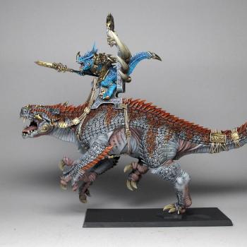 Seraphon Lizardmen Saurus Oldblood on Carnosaur 3 by Tigershark Infinite