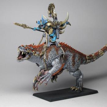 Seraphon Lizardmen Saurus Oldblood on Carnosaur by Tigershark Infinite