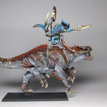 Seraphon Lizardmen Saurus Oldblood on Carnosaur 4 by Tigershark Infinite