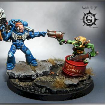 Ultramarine Captain Vs Gretchin Mini Dio by Painted By-g