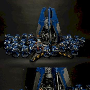 Ultramarines unit with commander and drop pod by Corvus