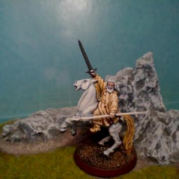 GANDALF THE WHITE (MINAS TIRITH ) MOUNTED. by PAINTONY