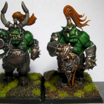 Blood Bowl Black orc blockers - from ogres by leaxe