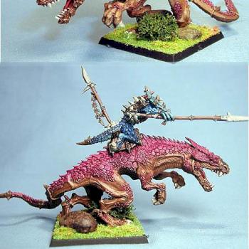 Lizardmen Lord Kroq-Gar on Carnosaur by mpengle