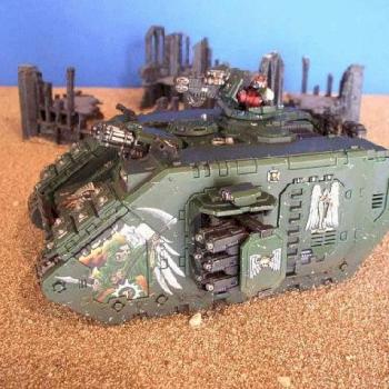 Dark Angels Land Raider with Custom Murals and Forge World doors. by warpainters