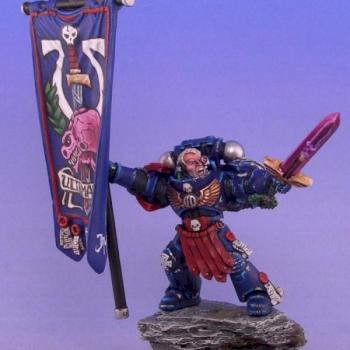 Brother Camillus, 3rd Co. Ultramarine Standard Bearer by jokersminiatures