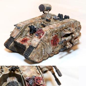 Chaos Landraider with Havoc Launcher and kitbashed/scratchbuilt lascannons by sc mike