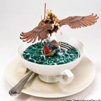 Thunderbolt Mountain Miniatures,  Griffon Rescue, built into a real cup! by brushguy