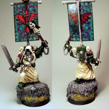 Dark Angel Chaplain with Stained Glass Banner by LavronYor