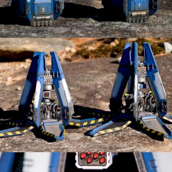 A Pair of Ultramarines Drop Pods by griffongames