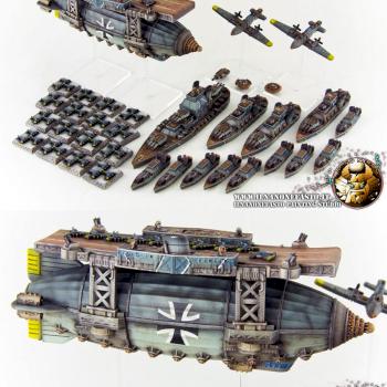 Dystopian War - Prussian Empire Fleet with Skyfortress - www.ilnanonefasto.it by Tzardauker