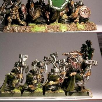 dwarf warriors unit with hand weapons and shields by matthew5276