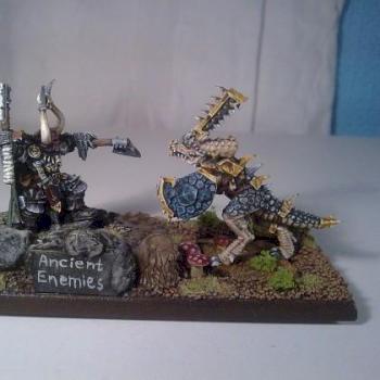 Duel Saurus Lord vs Chaos Lord "Ancient Enemies" Front by Alker