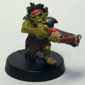 Crouching Goblin with a Crossbow (Chainmail) by halfbrainboy