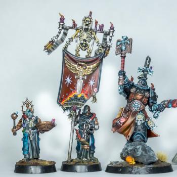 Chaplain Grimaldus & Retinue by Ponycat miniatures