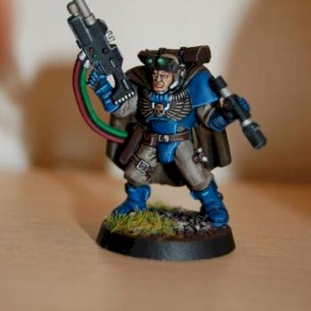 My Second Mini, a space marine scout with Sniper Rifle by skathe