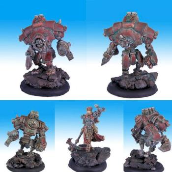 Khador Warjacks and Warcaster by Ghostpainter