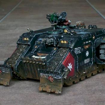 Black Templars: Land Raider Crusader with scratch-built dozer blades by Stempe