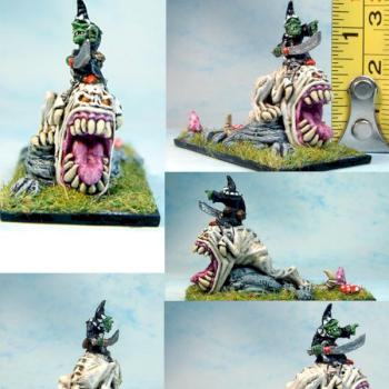 Warmaster Scale Goblin Hero on Squig Chariot by War Griffon