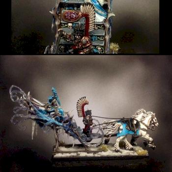 Tzarina Katarin, Ice Queen of Kislev on Troika sled. by Jon Kerr