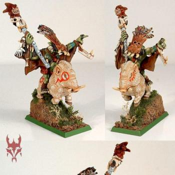 Ork shaman on albino boar by Luca Masetti