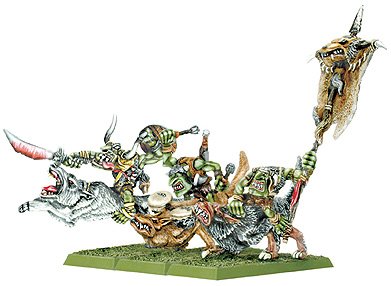 Goblins Mounted on Giant Wolves Command Group by Warlord