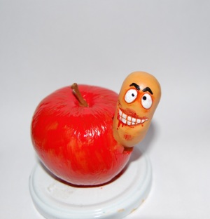 Psycho Worm in apple by sting